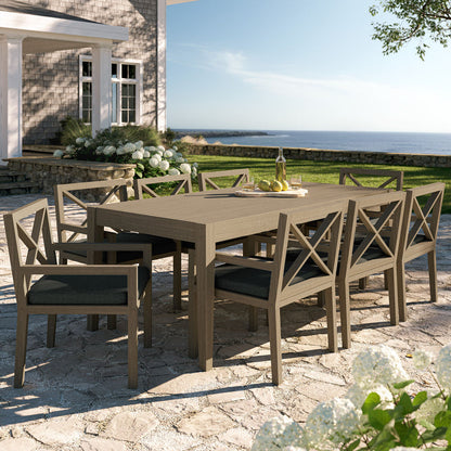 Northlake 9-Piece Outdoor Teak Wood Dining Set - Flint Gray