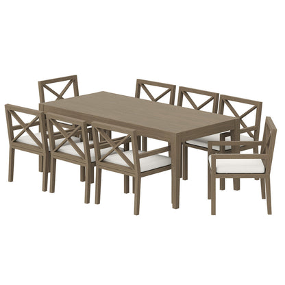 Northlake 9-Piece Outdoor Teak Wood Dining Set - Weathered Gray