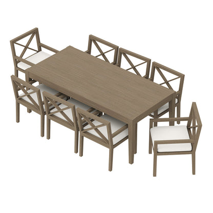 Northlake 9-Piece Outdoor Teak Wood Dining Set - Weathered Gray
