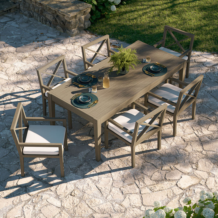 Northlake 9-Piece Outdoor Teak Wood Dining Set - Weathered Gray