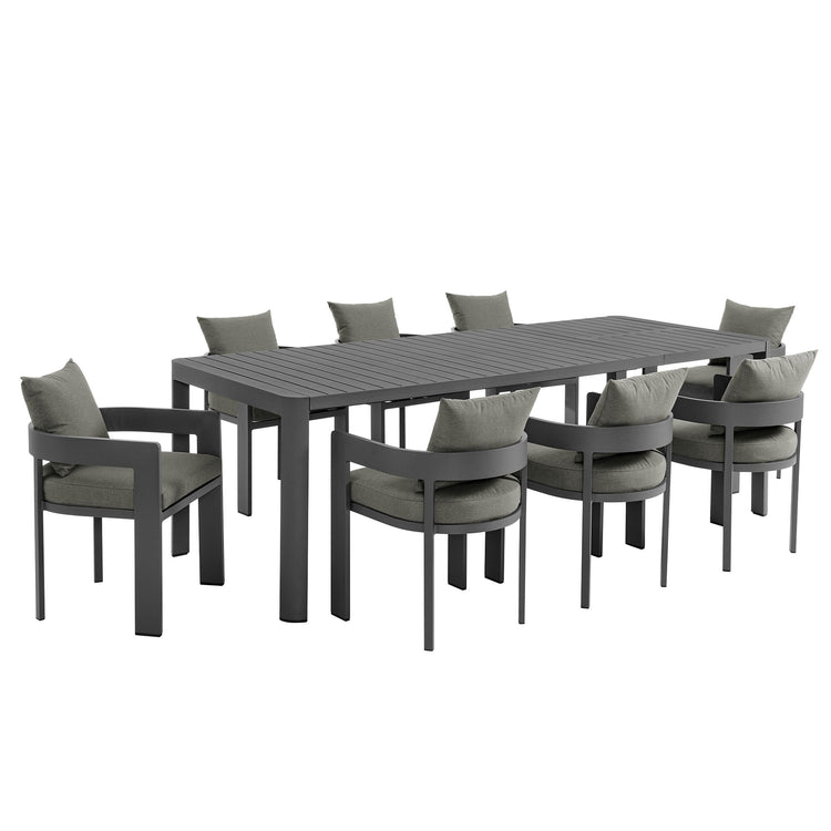 Tahoe 9-Piece Outdoor Patio Aluminum Dining Set With Extendable Table - Gray Charcoal