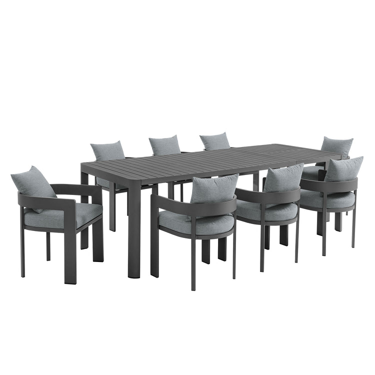 Tahoe 9-Piece Outdoor Patio Aluminum Dining Set With Extendable Table - Gray Gray