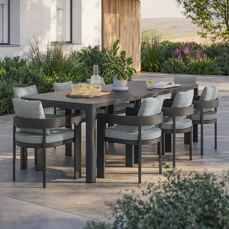 Tahoe 9-Piece Outdoor Patio Aluminum Dining Set With Extendable Table - Gray Gray