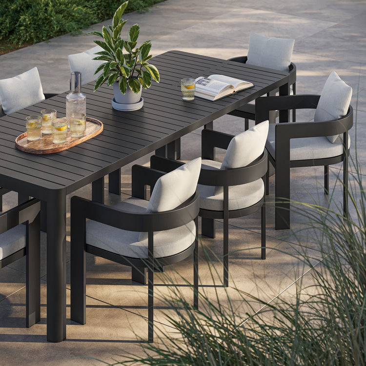 Tahoe 9-Piece Outdoor Patio Aluminum Dining Set With Extendable Table - Gray White