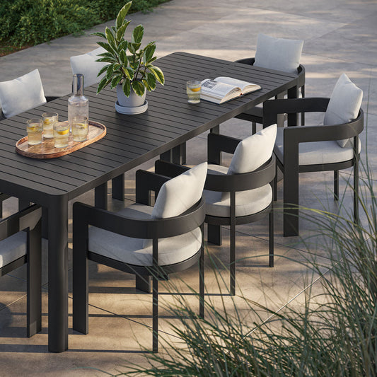 Tahoe 9-Piece Outdoor Patio Aluminum Dining Set With Extendable Table - Gray White