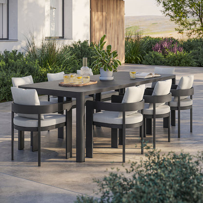 Tahoe 9-Piece Outdoor Patio Aluminum Dining Set With Extendable Table - Gray White
