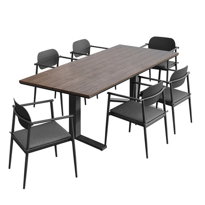 Aeris 7-Piece Outdoor Patio Aluminum Dining Set - Charcoal