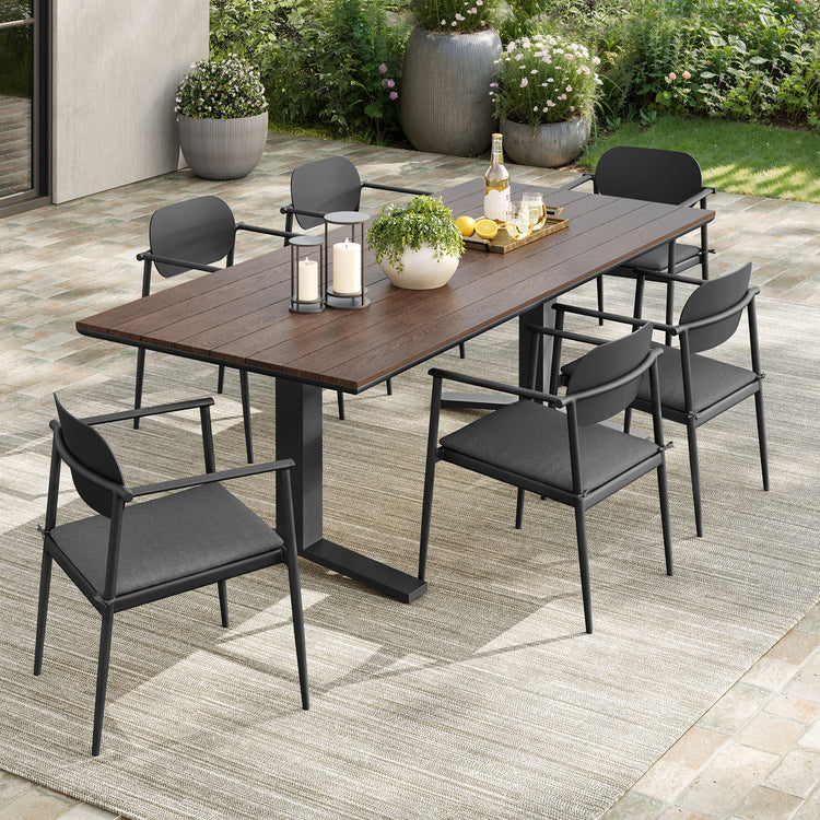 Aeris 7-Piece Outdoor Patio Aluminum Dining Set - Charcoal