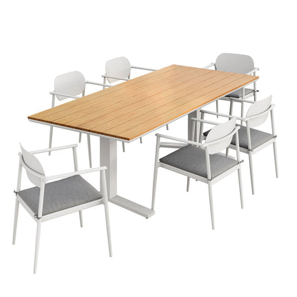 Aeris 7-Piece Outdoor Patio Aluminum Dining Set - White Light Gray