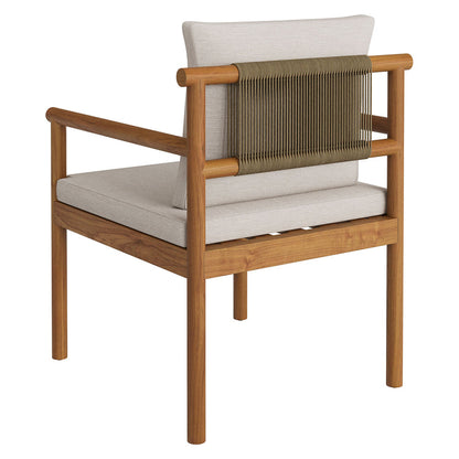 Eleni Outdoor Patio Teak Wood Rope Dining Chair - Natural Sail