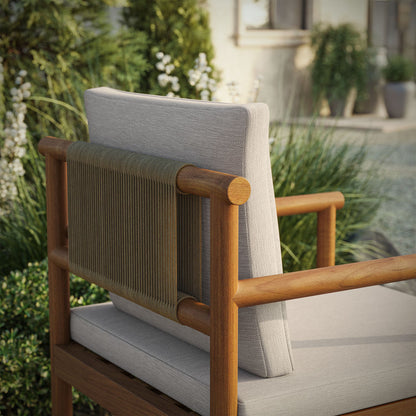 Eleni Outdoor Patio Teak Wood Rope Dining Chair - Natural Sail