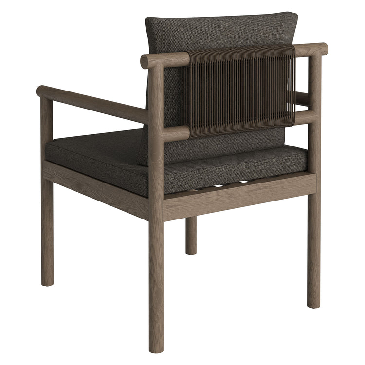 Eleni Outdoor Patio Teak Wood Rope Dining Chair - Weathered Gray Flint
