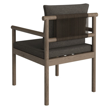 Eleni Outdoor Patio Teak Wood Rope Dining Chair - Weathered Gray Flint