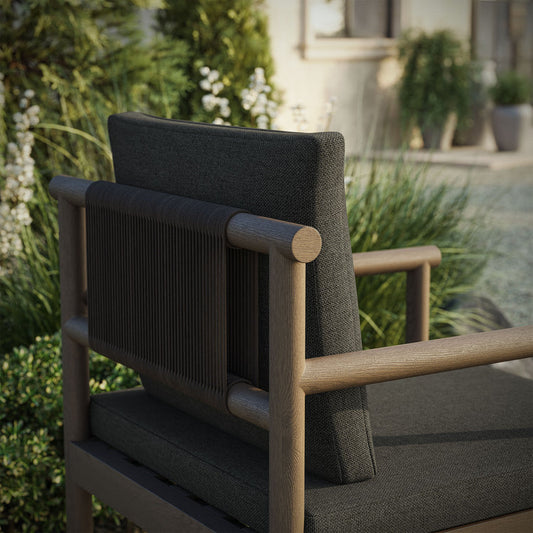 Eleni Outdoor Patio Teak Wood Rope Dining Chair - Weathered Gray Flint