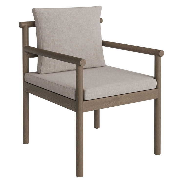 Eleni Outdoor Patio Teak Wood Rope Dining Chair - Weathered Gray Pebble