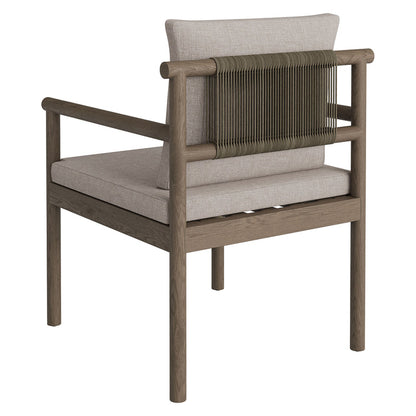 Eleni Outdoor Patio Teak Wood Rope Dining Chair - Weathered Gray Pebble