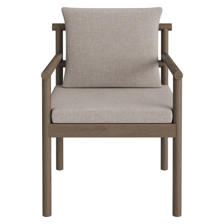 Eleni Outdoor Patio Teak Wood Rope Dining Chair - Weathered Gray Pebble