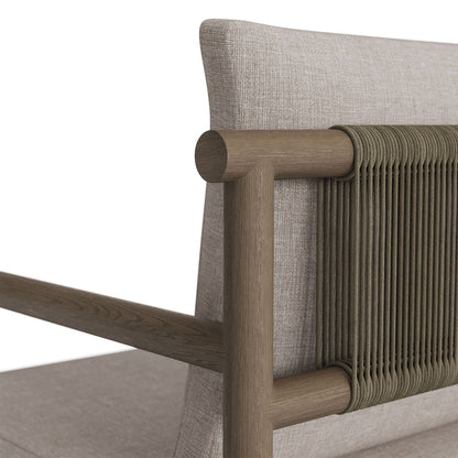 Eleni Outdoor Patio Teak Wood Rope Dining Chair - Weathered Gray Pebble