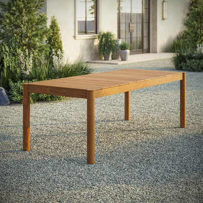Eleni 89-Inch Outdoor Patio Teak Wood Dining Table - Natural