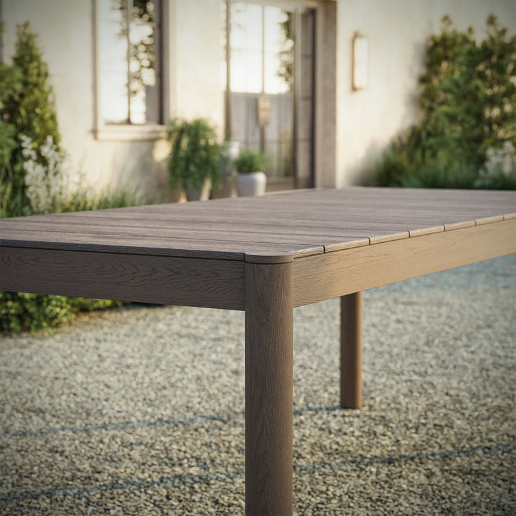 Eleni 89-Inch Outdoor Patio Teak Wood Dining Table - Weathered Gray