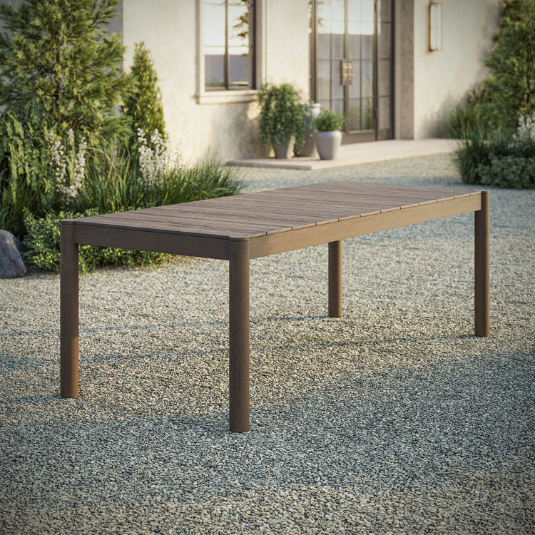 Eleni 89-Inch Outdoor Patio Teak Wood Dining Table - Weathered Gray