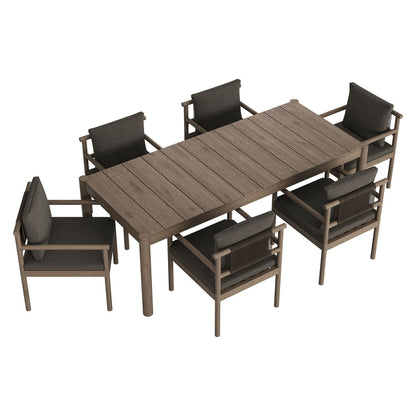 Eleni 7 Piece Outdoor Patio Teak Wood Dining Set - Weathered Gray Flint