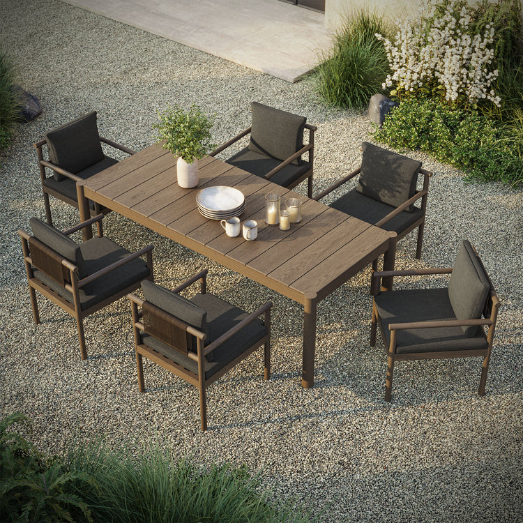 Eleni 7 Piece Outdoor Patio Teak Wood Dining Set - Weathered Gray Flint