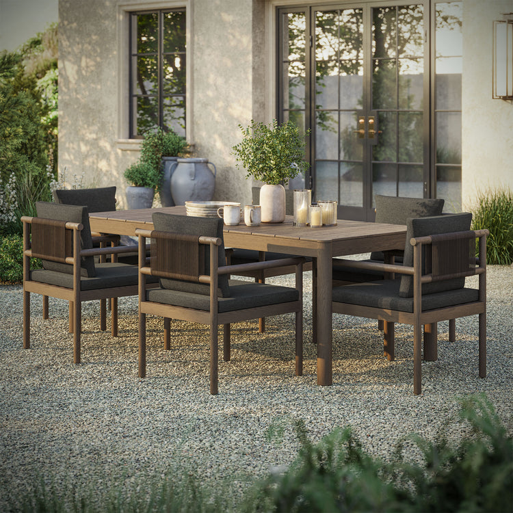 Eleni 7 Piece Outdoor Patio Teak Wood Dining Set - Weathered Gray Flint