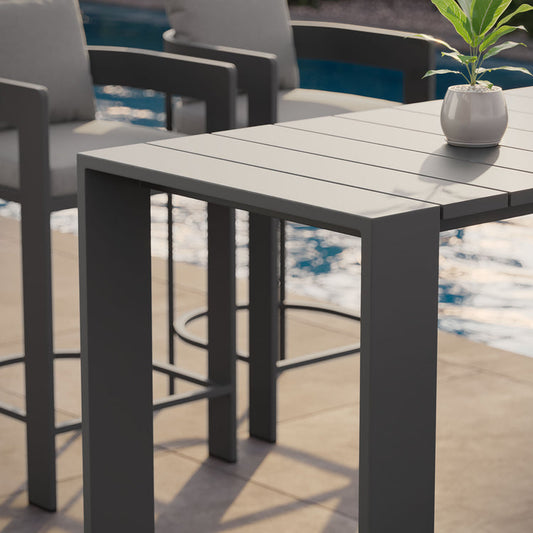 Tahoe 59 Inch Rectangle Outdoor Aluminum Bar Table - Default Title