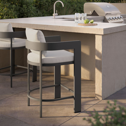 Tahoe Outdoor Patio Aluminum Counter Stool - White