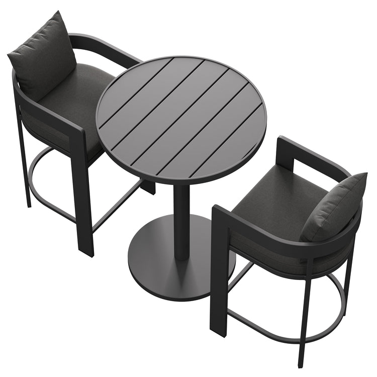 Tahoe 3-Piece Outdoor Aluminum Bar Set - Charcoal