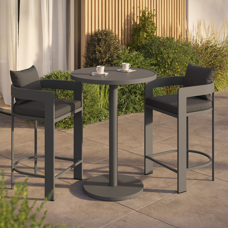 Tahoe 3-Piece Outdoor Aluminum Bar Set - Charcoal