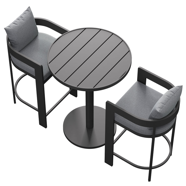 Tahoe 3-Piece Outdoor Aluminum Bar Set - Gray