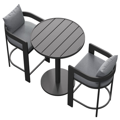 Tahoe 3-Piece Outdoor Aluminum Bar Set - Gray
