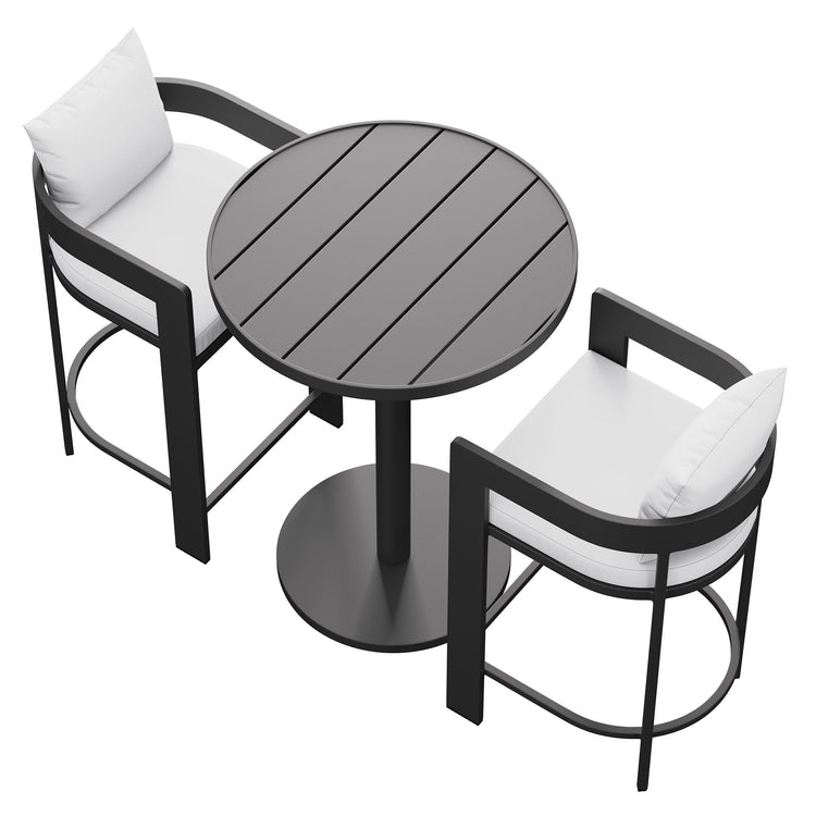 Tahoe 3-Piece Outdoor Aluminum Bar Set - White