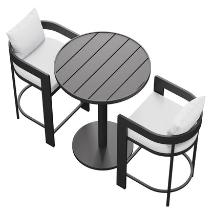 Tahoe 3-Piece Outdoor Aluminum Bar Set - White