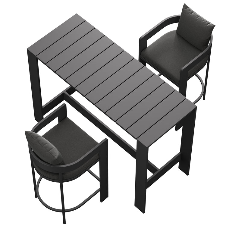 Tahoe 3-Piece Outdoor Aluminum Bar Table Set - Charcoal