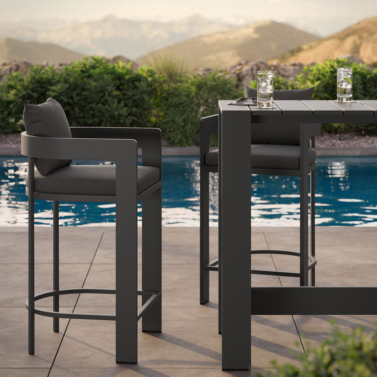 Tahoe 3-Piece Outdoor Aluminum Bar Table Set - Charcoal