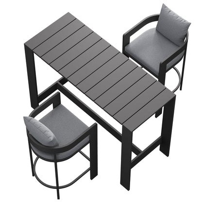 Tahoe 3-Piece Outdoor Aluminum Bar Table Set - Gray