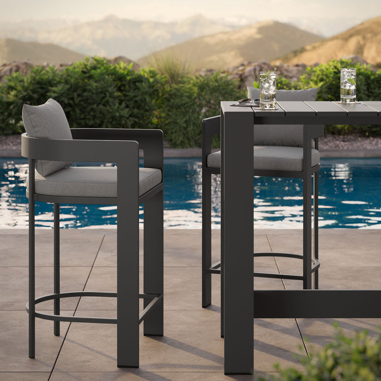 Tahoe 3-Piece Outdoor Aluminum Bar Table Set - Gray