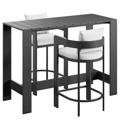 Tahoe 3-Piece Outdoor Aluminum Bar Table Set - White