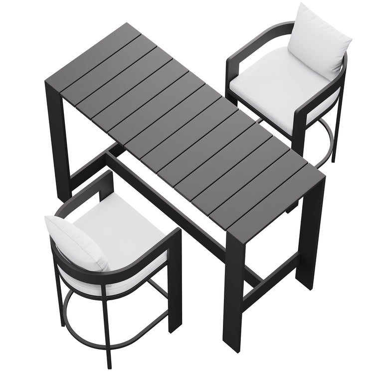 Tahoe 3-Piece Outdoor Aluminum Bar Table Set - White