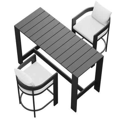 Tahoe 3-Piece Outdoor Aluminum Bar Table Set - White