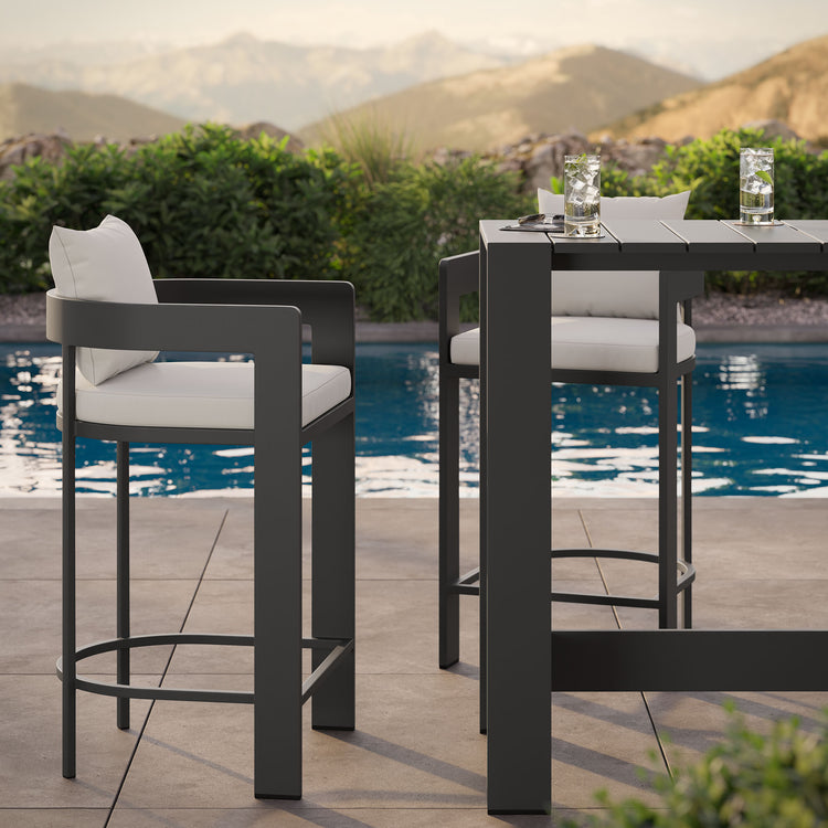 Tahoe 3-Piece Outdoor Aluminum Bar Table Set - White
