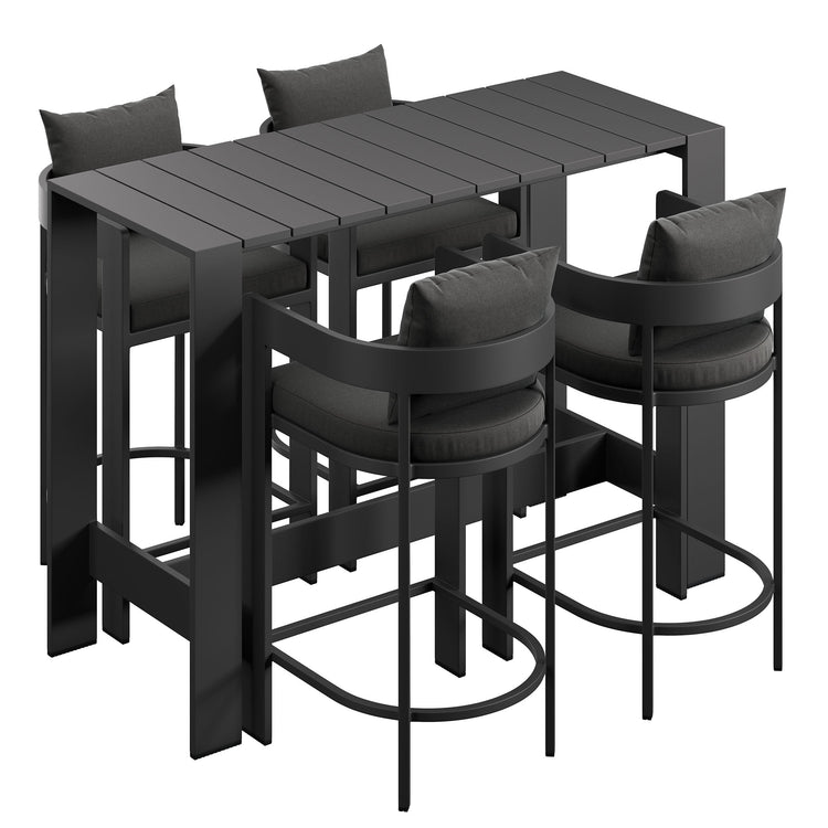 Tahoe 5-Piece Outdoor Bar Table Set - Charcoal