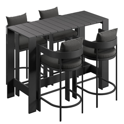 Tahoe 5-Piece Outdoor Bar Table Set - Charcoal
