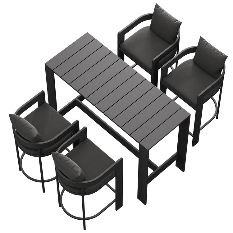 Tahoe 5-Piece Outdoor Bar Table Set - Charcoal