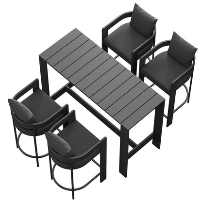 Tahoe 5-Piece Outdoor Bar Table Set - Charcoal