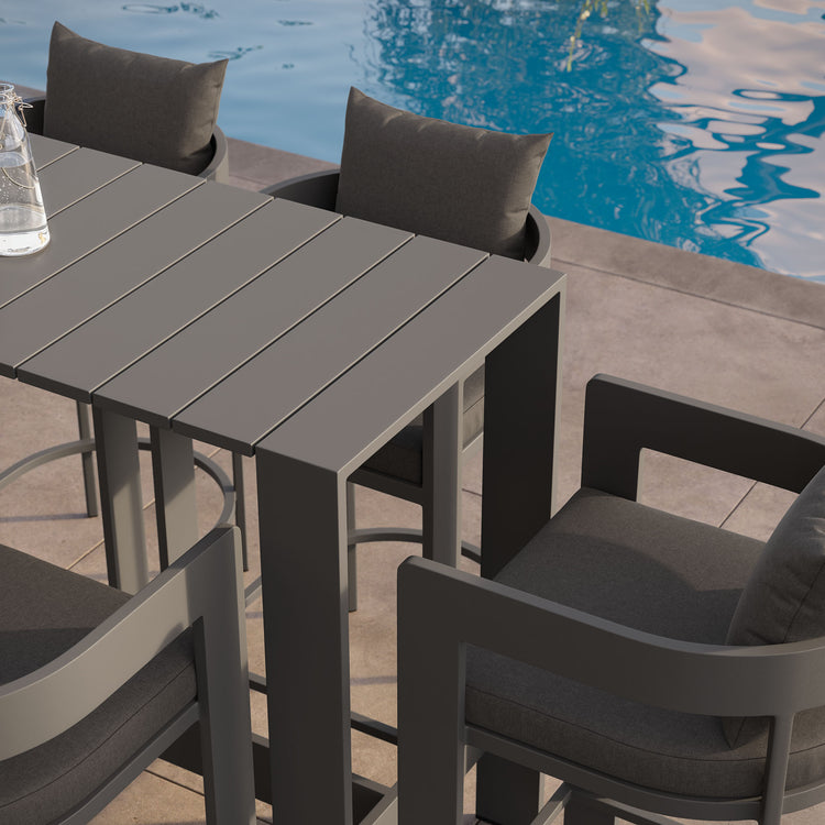 Tahoe 5-Piece Outdoor Bar Table Set - Charcoal