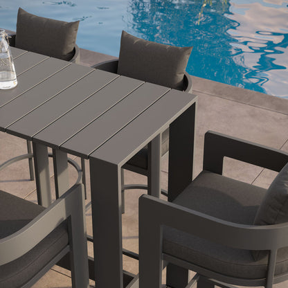 Tahoe 5-Piece Outdoor Bar Table Set - Charcoal